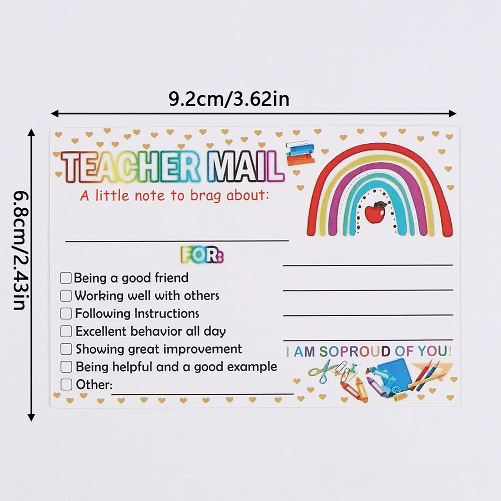 50/100/200Pcs Rainbow Teacher Mail Incentive Cards for Elementary Students Classroom Supplies Zpaxo