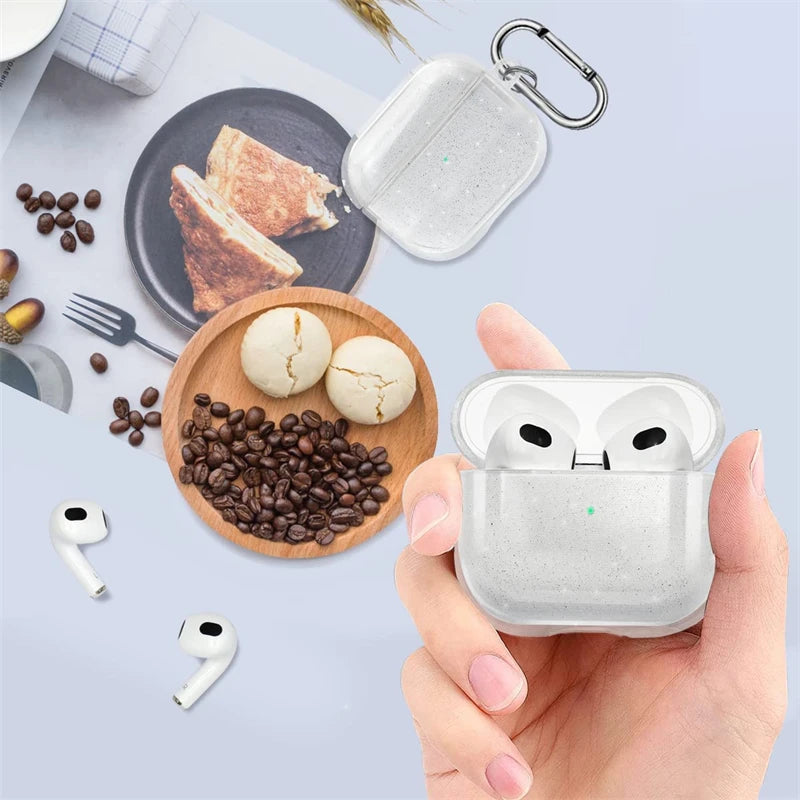 Transparent Earphones Case Airpods 1 2 Glitter Shiny Clear TPU Air