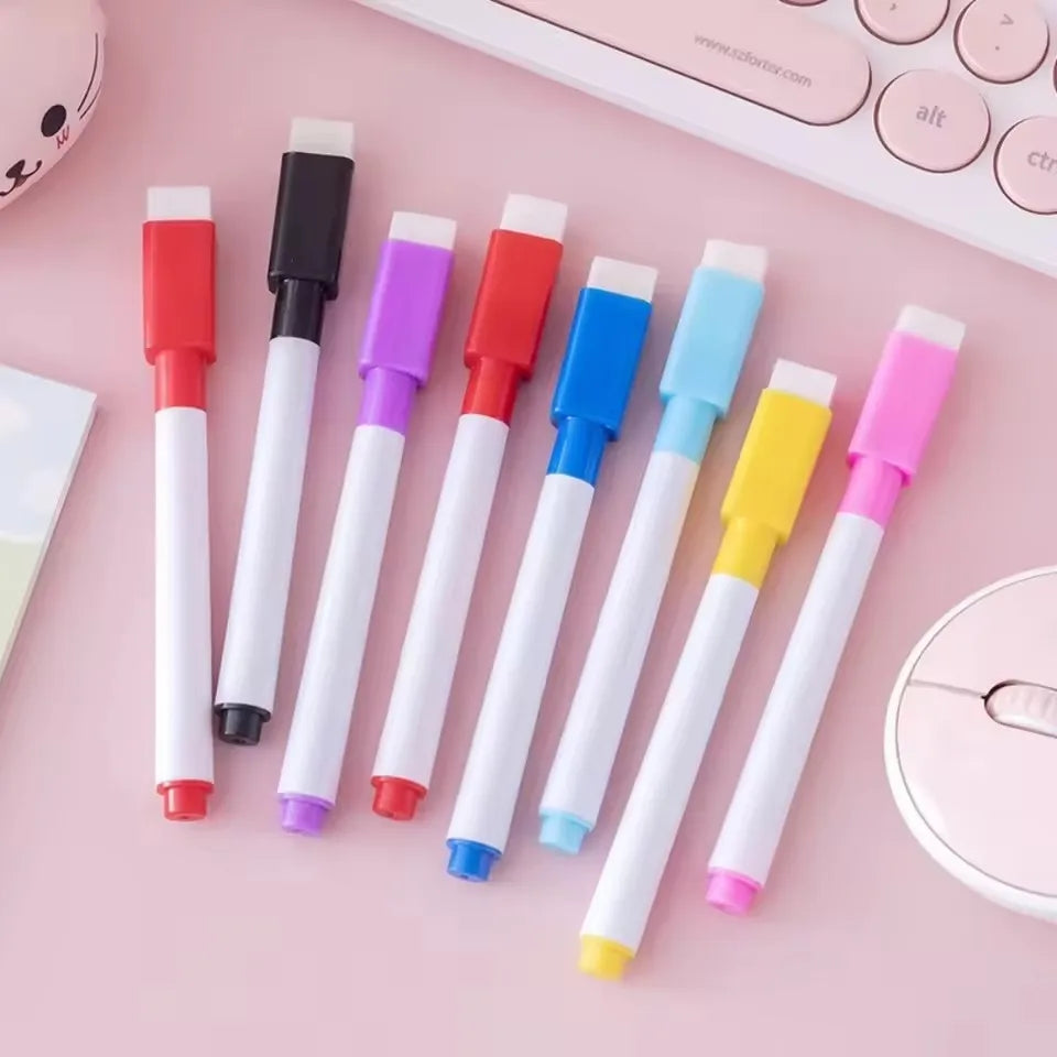 8 Colors Dry Erase Marker Magnetic Eraser Home Office Classroom Zpaxo