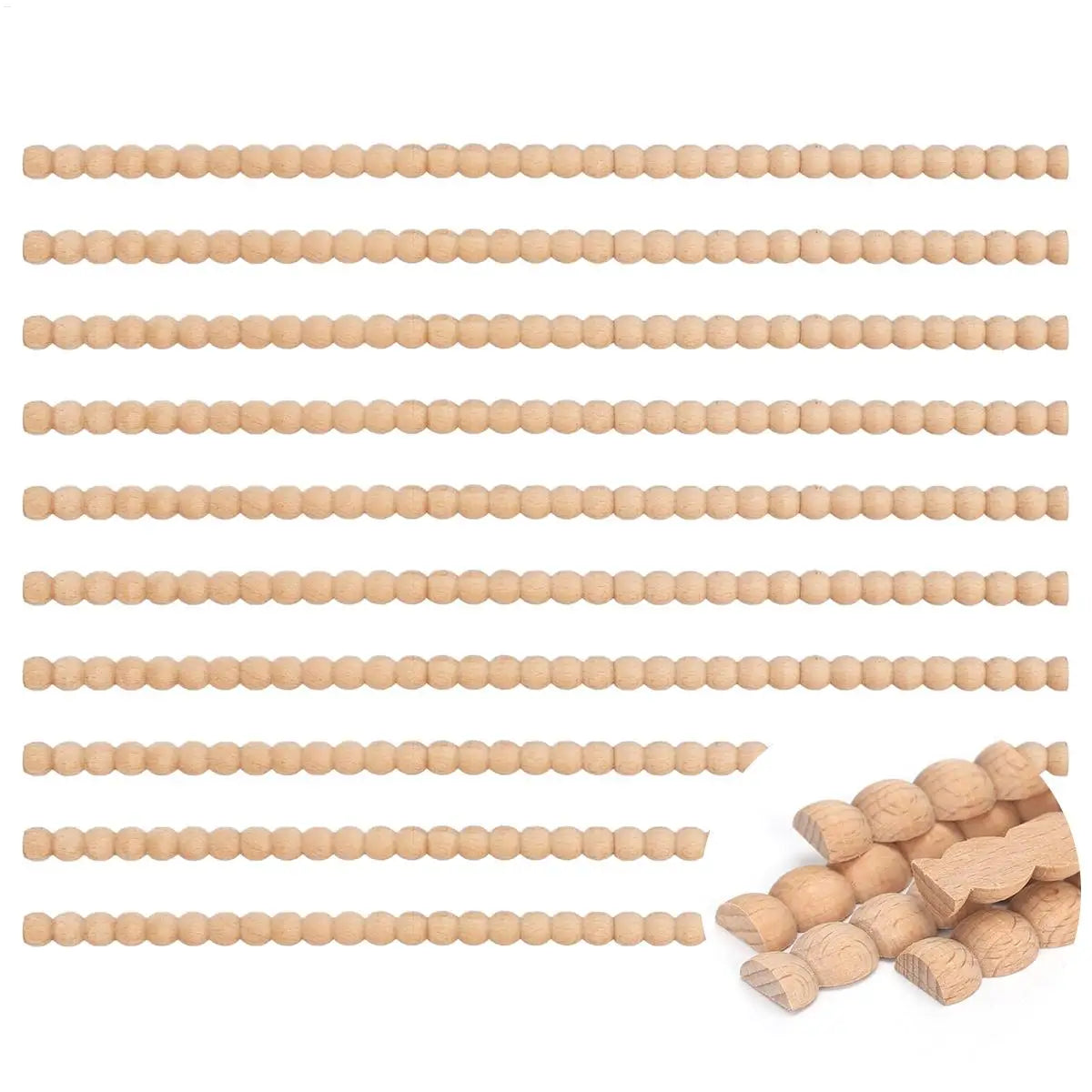 Half Round Wooden Beaded Molding Sticks Multifunctional Craft Wood