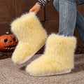 Women Snow Boots 2025 New Plush Warm Platform Shoes Fashion Big Size Shoes Women Outdoor Luxury Furry Faux Fox Fur Boots Woman Zpaxo YELLOW 38-39