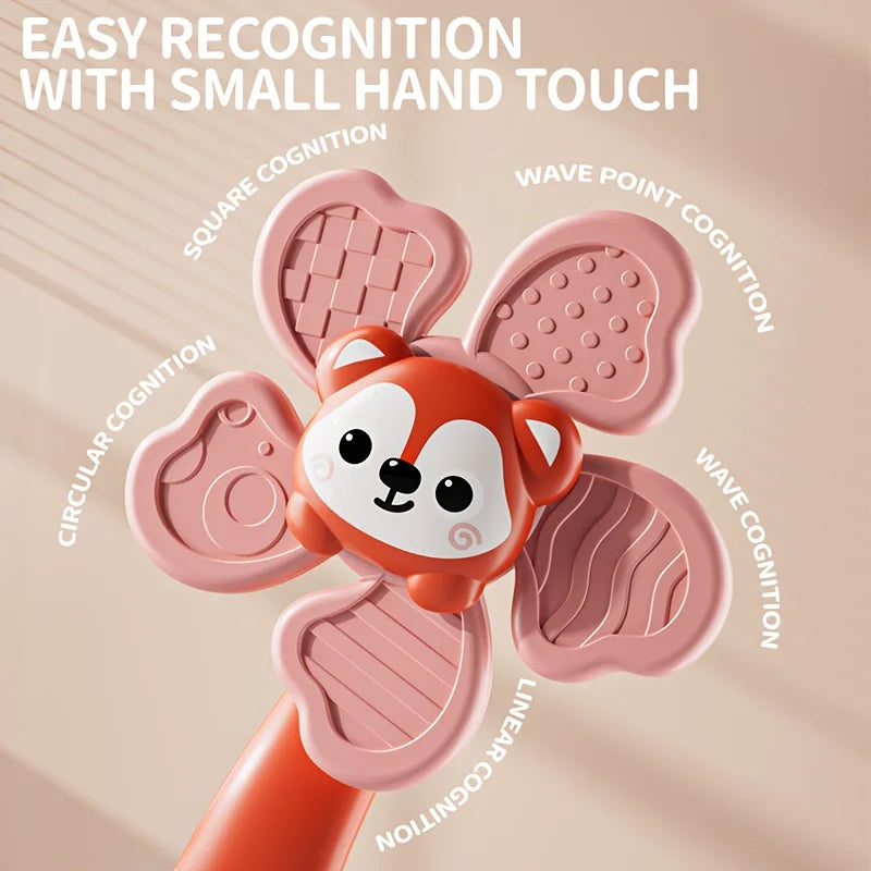 Baby Suction Cup Windmill Toy Manual Rotating Wind- Spinner Bear
