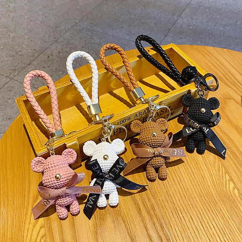 Cute Resin Keychain Charm Bow Bear Pendant Women Bag Car Keyring Zpaxo