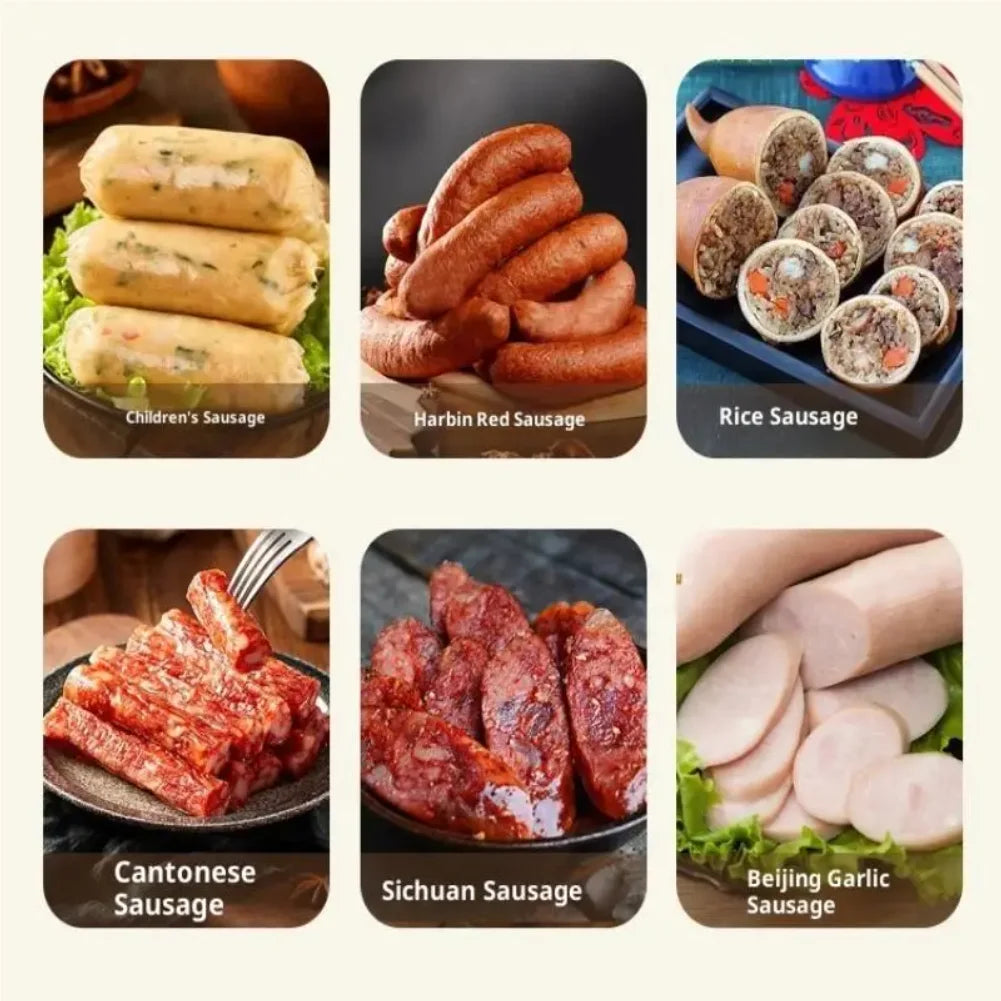 Manual Sausage Stuffer with 4 Nozzles - Easy-Fill Meat Grinder Kit for Homemade Sausages & Snacks Zpaxo