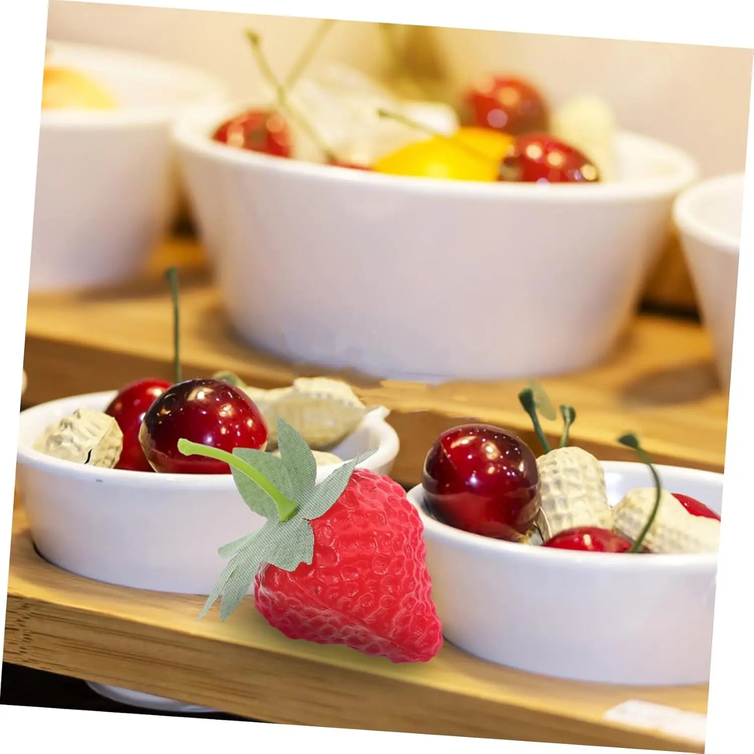 Matte Artificial Strawberries – Fake Fruit Décor & Photo Props