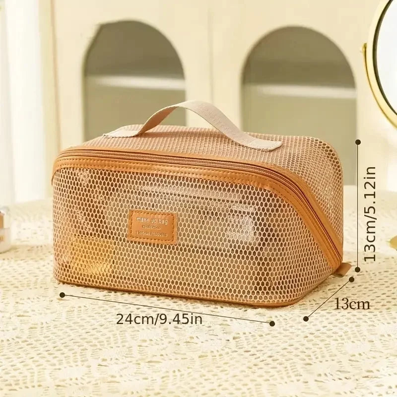See-through Travel Cosmetic Bag&pillowcase 2-in-1 Large Nylon Mesh