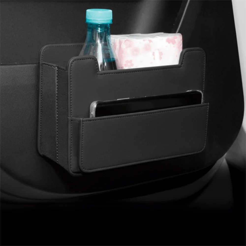 Foldable Design Car Interior Storage Organizer Leather Material Leatherette Material Car Trash Bin Multifunction Design Zpaxo