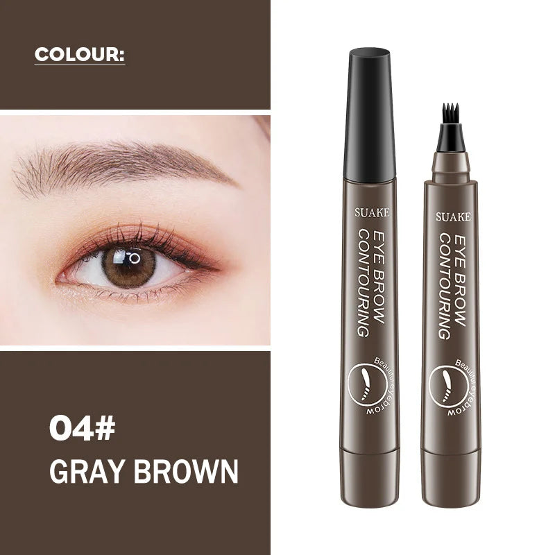 Waterproof Eyebrow Pen, Microblading Eyebrow Pencil With 4 Split Head, Natural Looking Brows Makeup ( 5 Colors) Zpaxo 04