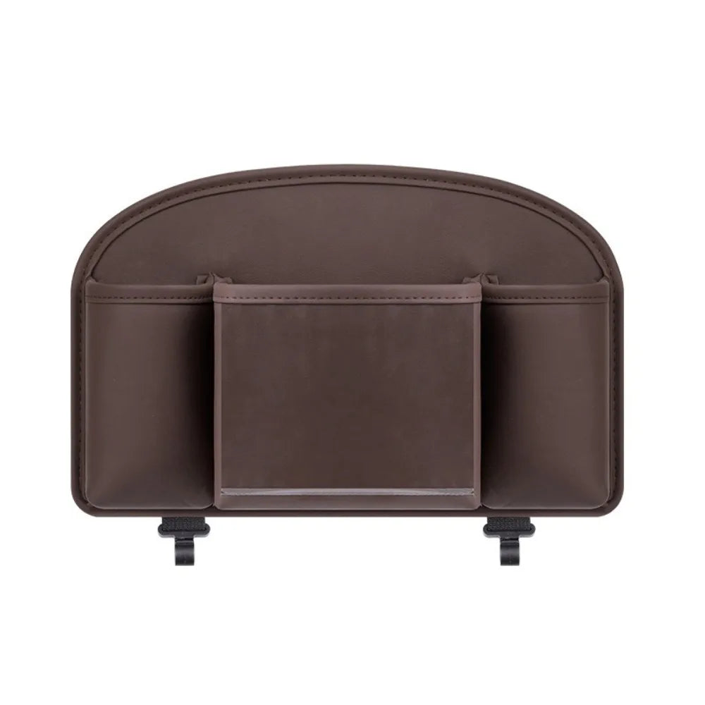 Leather Material Car Back Seat Organizer Hanging Storage Bag Multifunctional Design Car Organizer Tissue Box Holder Zpaxo Brown