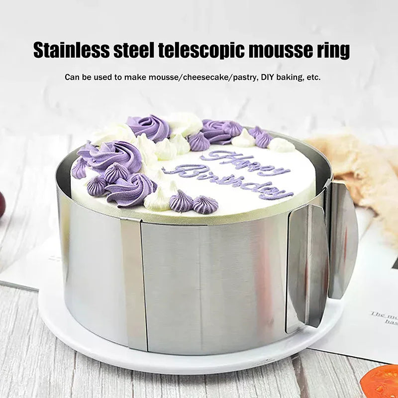 Reusable Baking Tool 6-8cm Adjustable Telescopic Mousse Ring Circle Mold Rustproof With Scale Round Cake Rings Stainless Steel Zpaxo