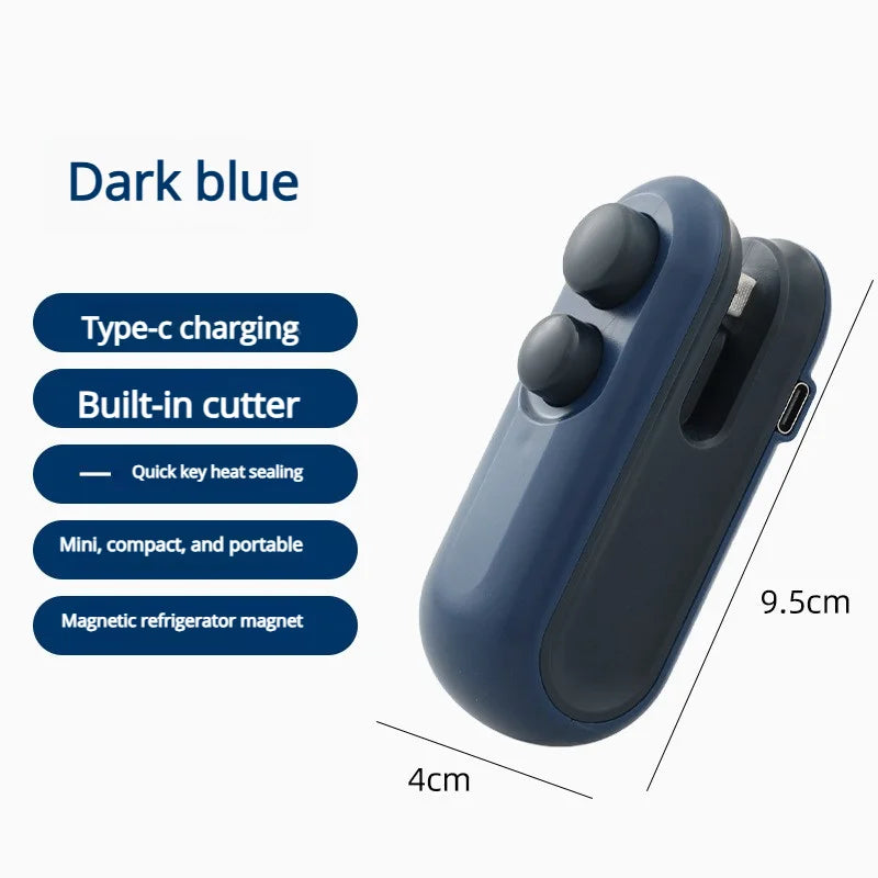 Mini Handheld Heat Bag Sealer – Portable Clip-On Food Sealer Handheld Bag Sealer Zpaxo Blue