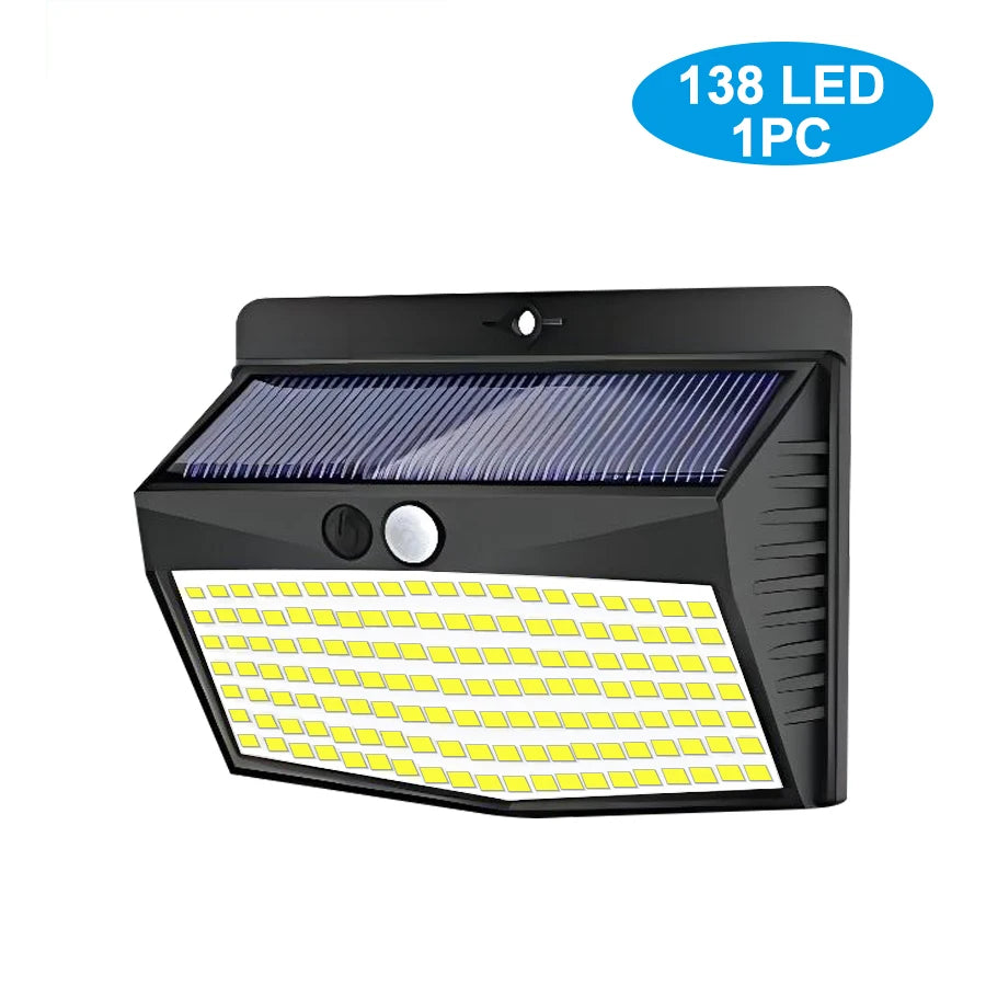 Solar Lights Outdoor 138 LED with 3 Lighting Modes Motion Sensor Solar Wall Lights IP65 Waterproof Solar Powered for Garden Zpaxo 138 LED 1PCS