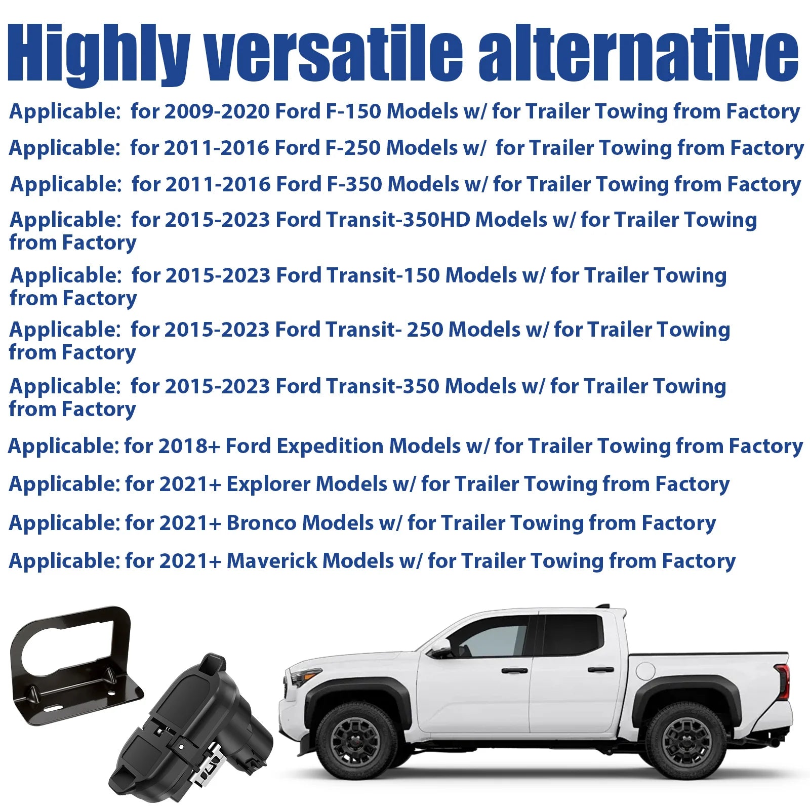 Trailer Tow Harness Connector 7 Pin RV Blade 4 Way Flat for9U5Z-14489-MAA FU5Z-14489-A Replacement With Bracket For Horse Travel Zpaxo