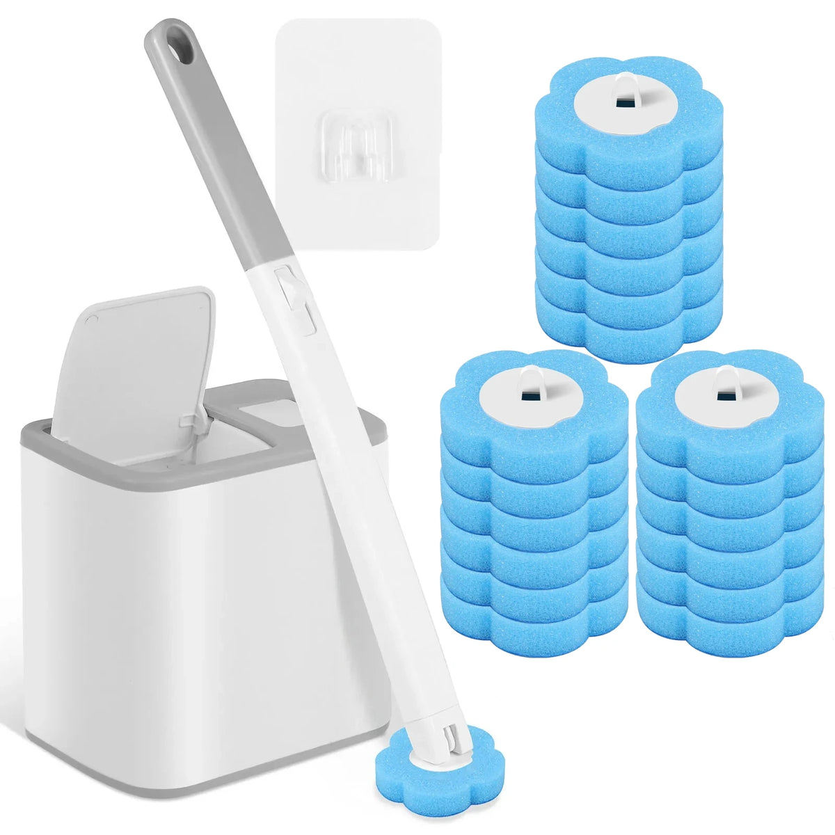 Disposable Toilet Brush Replaceable Wall-mounted Long Handle Toilet Brush Cleaning Tools WC Bathroom Accessories Zpaxo Gray 18Pcs