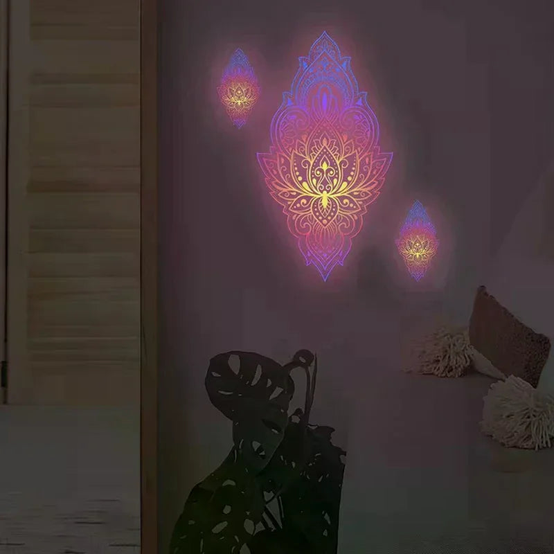 Glow-in-the-dark Self-adhesive Butterfly Mandala Wall Stickers Living Zpaxo