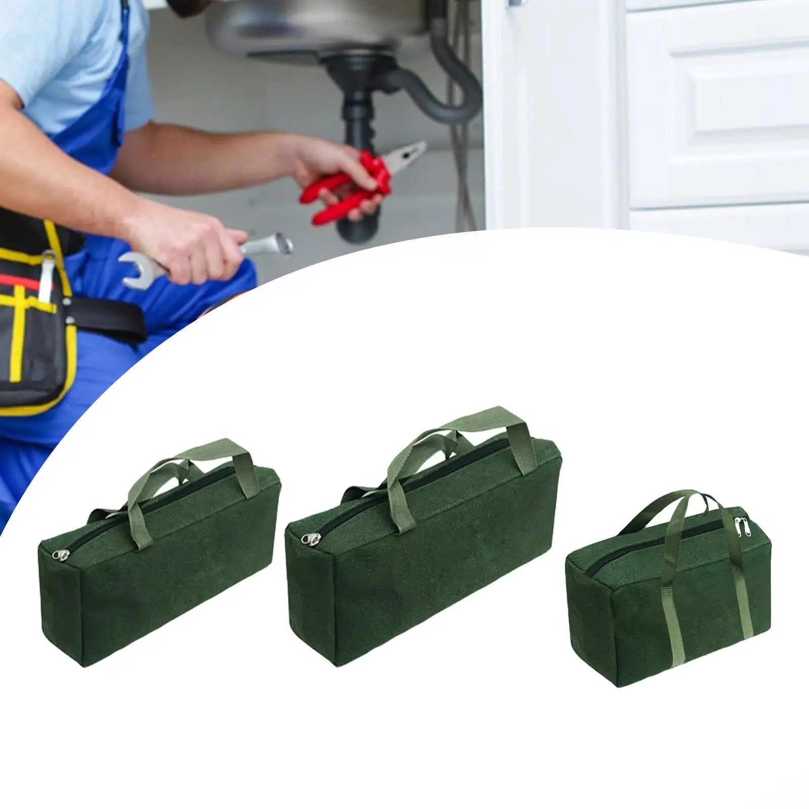 Rectangle Tool Bag Canvas Utility Tote Tool Organizer Waterproof Multifunctional for Storing Wrenches Pliers Lightweight Zpaxo