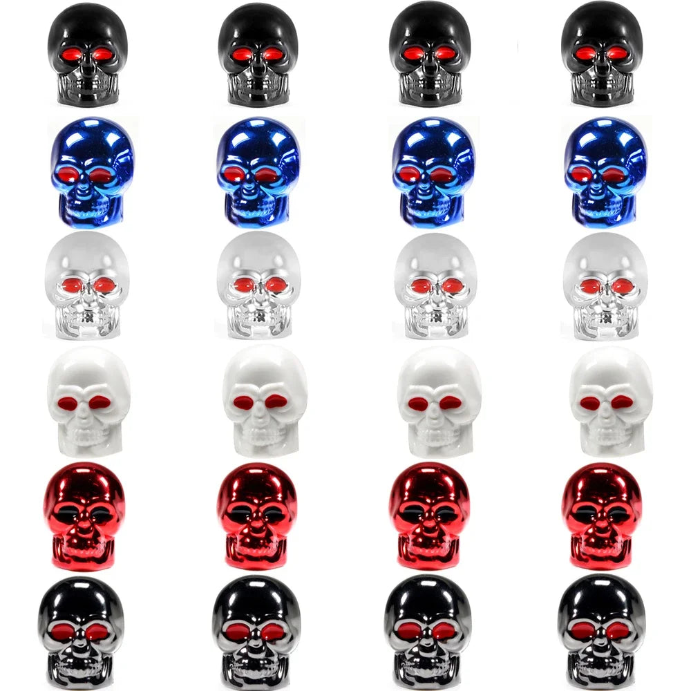 Skull Tire Valve Stem Caps – 4-Pack ABS for Cars & Bikes