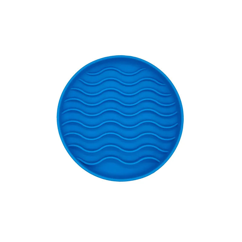 Silicone Pet Cat Dog Slow Food Bowl Fat Help Healthy Round Zpaxo Blue