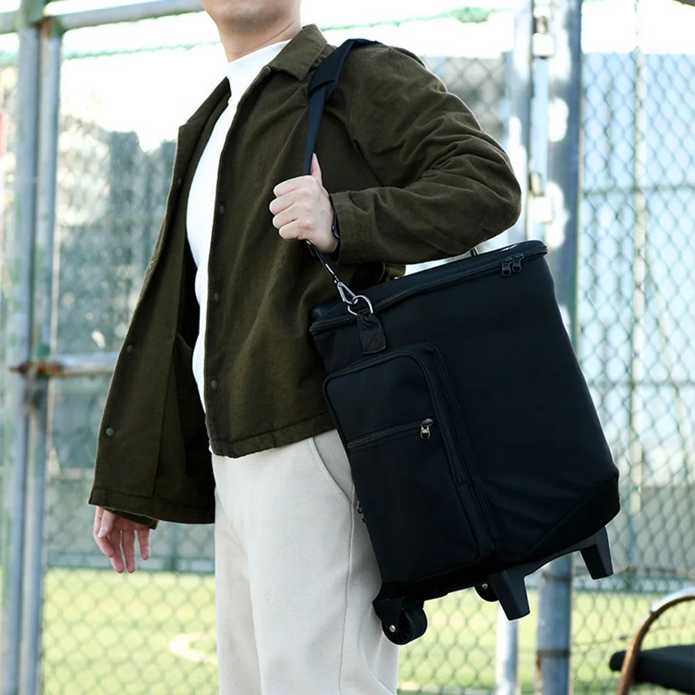 Rolling Speaker Bag Wheels Travel Retractable Handle Multi-pocket