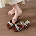 Summer Women's Shaped Slippers with Fashion Square Toe Dress Shoes Bow Pump Buckle Cute Women's Sandals 2025 Designer Flip-flops Zpaxo 39 Silver