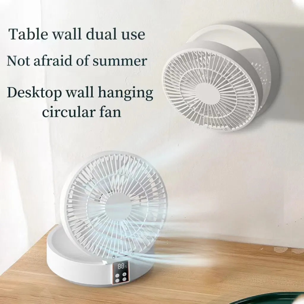 Fan With Remote Control Portable Wall-Hanging Rechargeable Usb Electric Folding Fan Nightlight Air Cooler Household Zpaxo