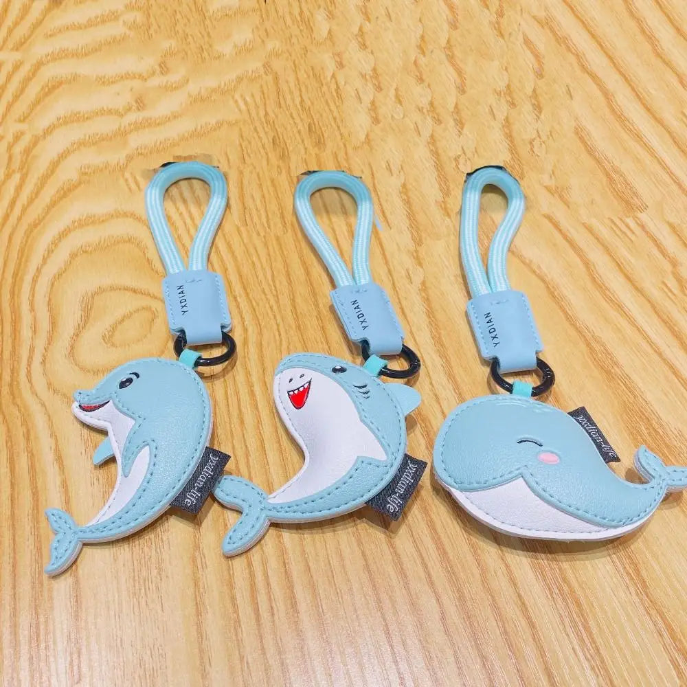 Funny PU Leather Dolphin Keychain Ocean Animal Shark Dolphin Pendant Birthday Gifts Bag Charms Car Keyring Girl/Boy Zpaxo