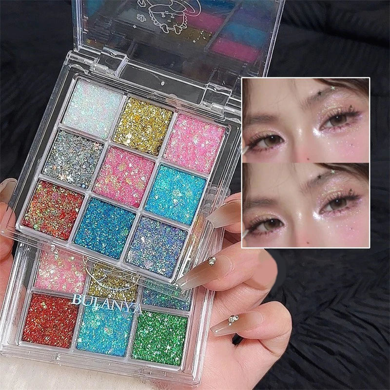 9Color Glitter Eyeshadow Palette Pearly Eyeshadow Palette Makeup Korean Charming Eye Glitter Palette Shiny Eye Shadow Pigments Zpaxo