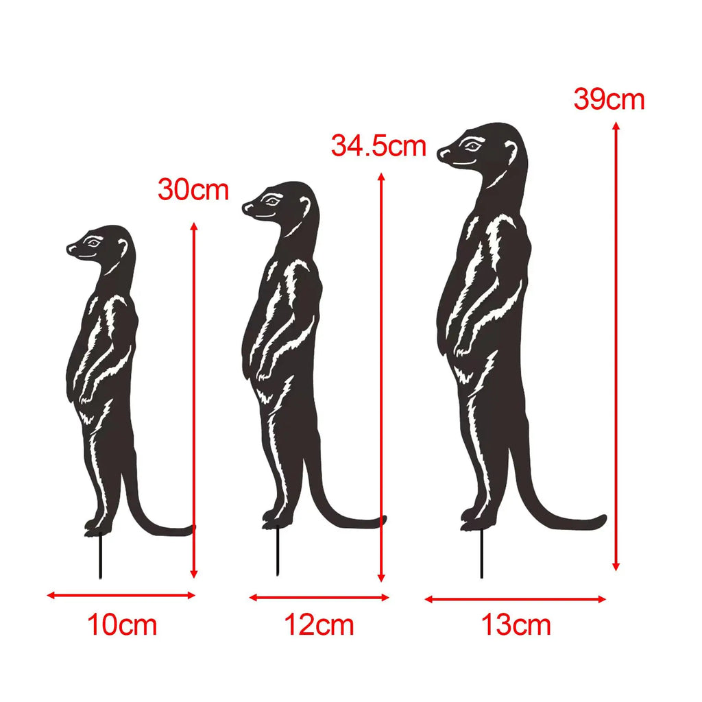 3-Pack Meerkat Garden Stakes – Metal Silhouette Yard Art Decor Garden Statue Stakes Zpaxo