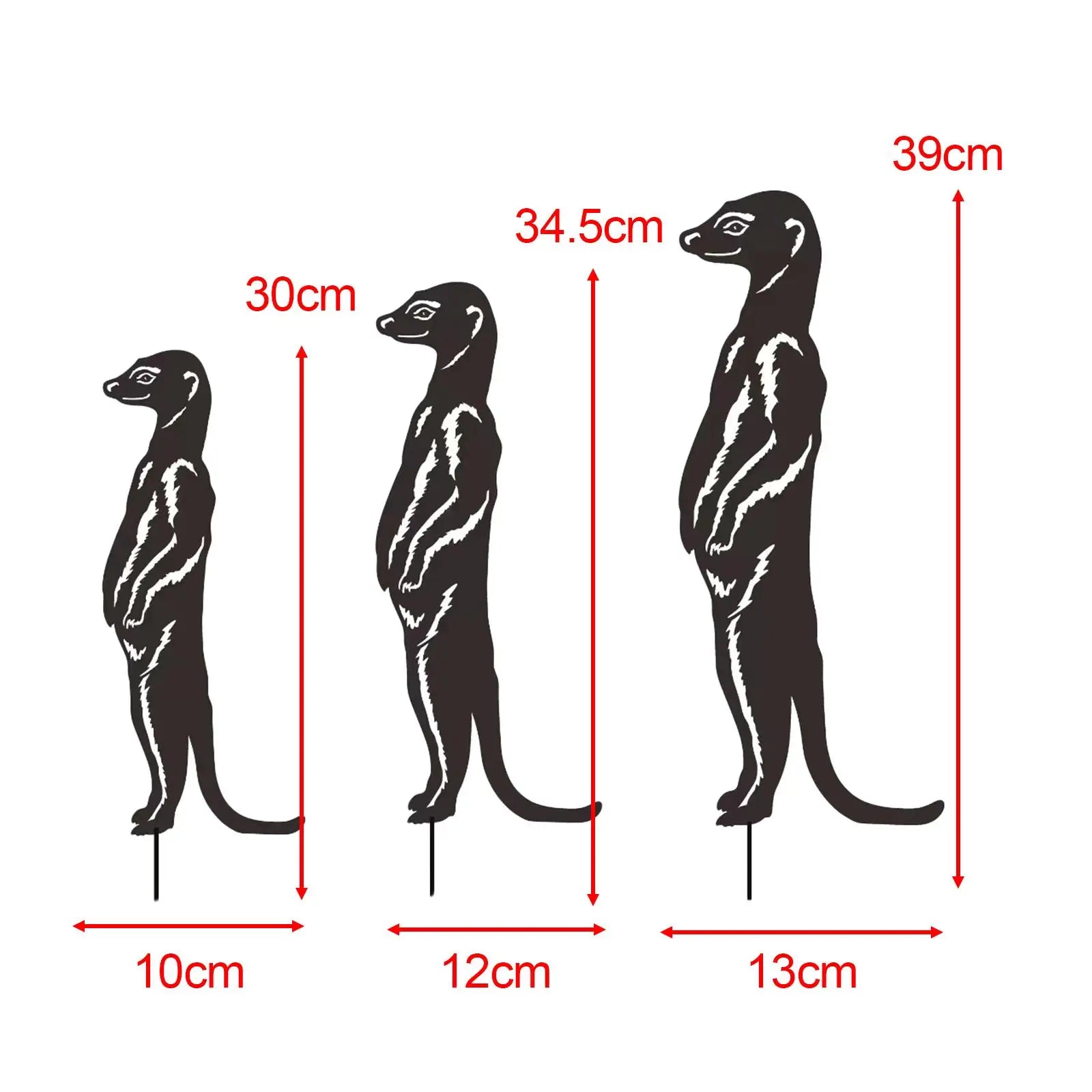 3-Pack Meerkat Garden Stakes – Metal Silhouette Yard Art Decor Garden Statue Stakes Zpaxo