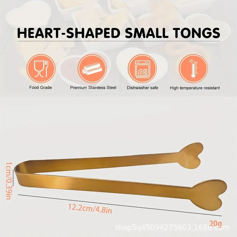 4/6PCS Stainless Steel Heart-Shaped Mini Tongs for Sugar/Ice Cubes Tea Party Wedding Coffee Bar Gift for Valentine's Day YUZI Zpaxo