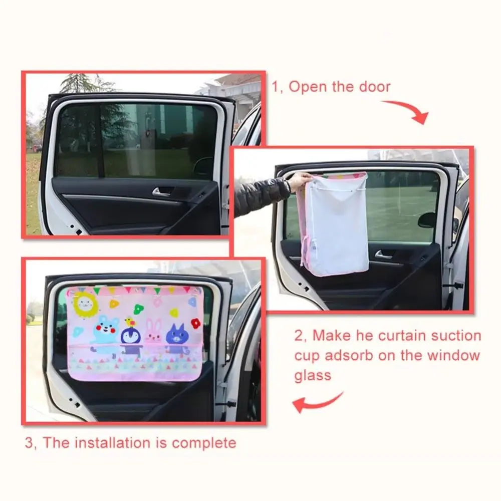 Telescopic Car Suction Shade Curtain Cartoon Styling Window Sun Zpaxo