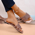 Women Slippers Fashion All-match Rhinestones Sandals Summer Flat Heel Zpaxo Pink 42