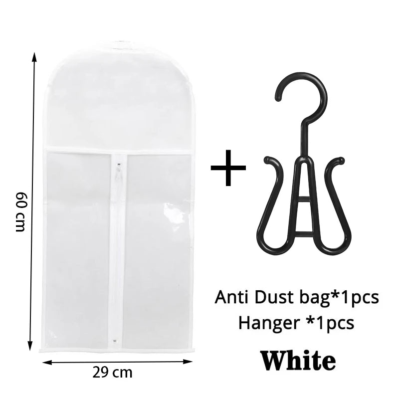 1Set Wig Storage Bag With Hanger Hair Bags With Plastic Hanger For Virgin Hair Black Wig Organizer Hangers For Multiple Wigs New Zpaxo white 1set