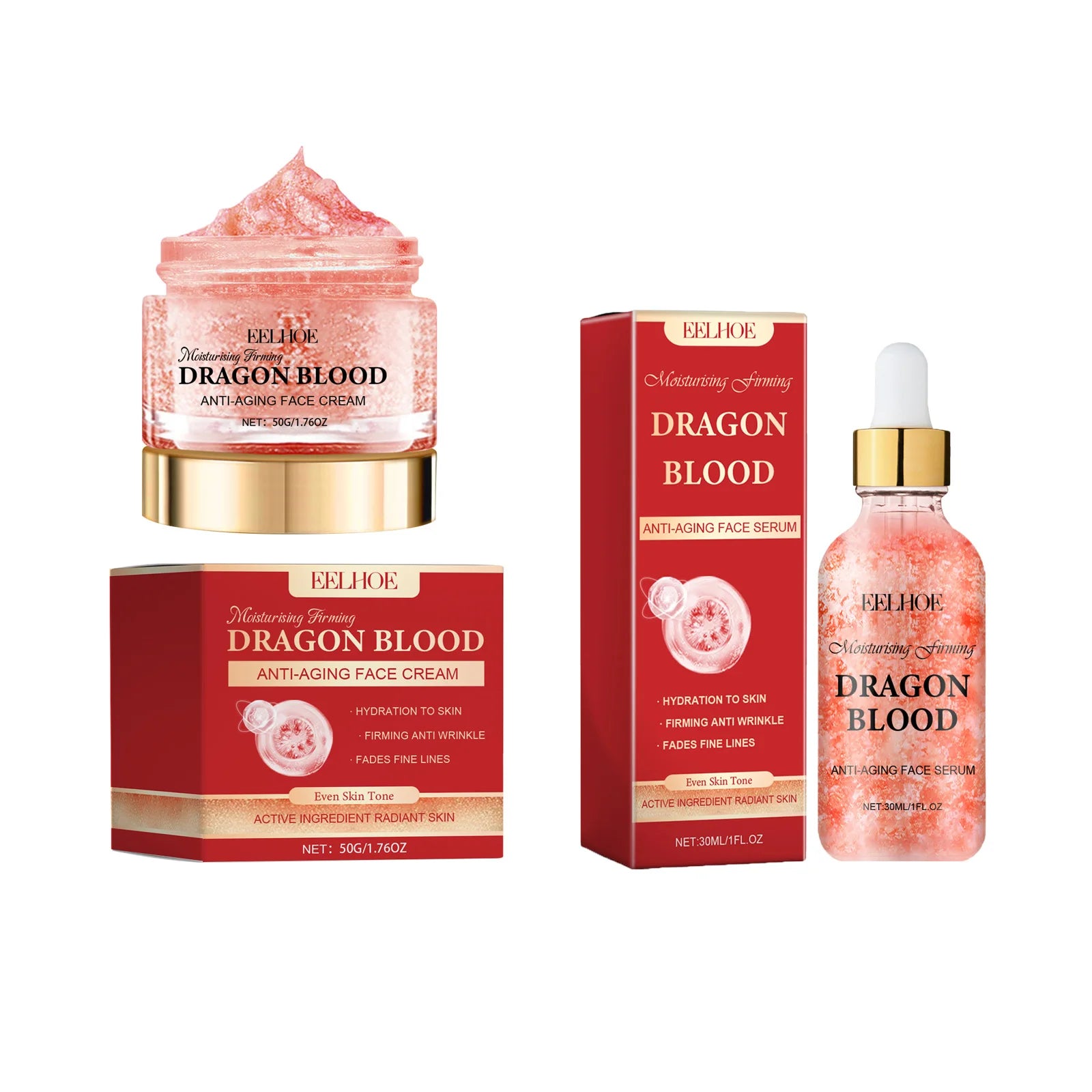 EELHOE Dragon's Blood Anti-Aging Skincare Set | Serum & Cream Anti-Aging Skincare Set Zpaxo 2 IN 1