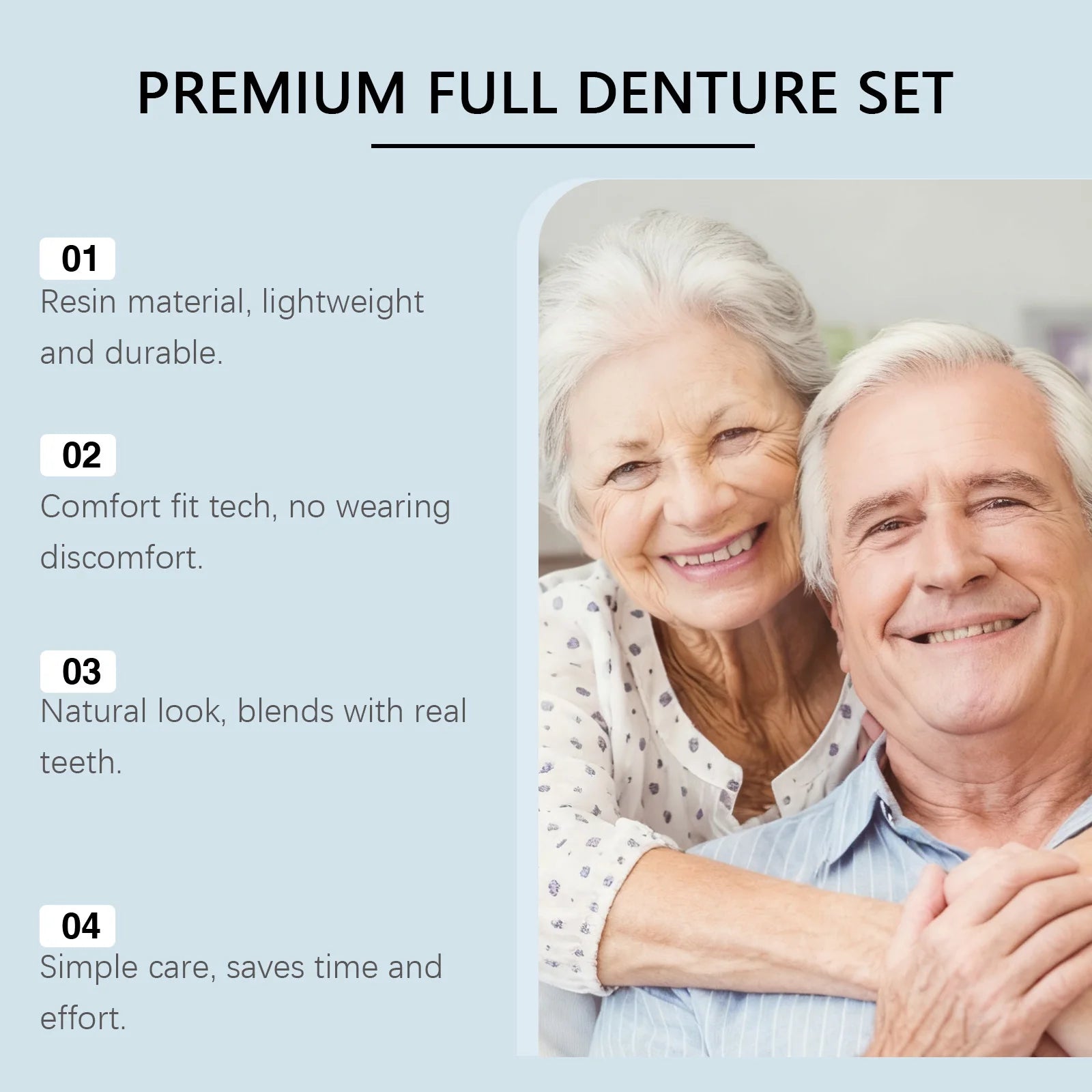 Senior-Focused Denture Care Kit - Resin Material, Comfort Fit, Natural Look, Easy Maintenance, Complete Care Solution Zpaxo