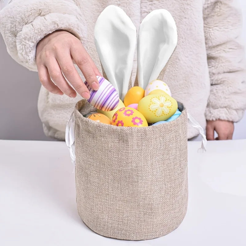Personalized Easter Drawstring Bag Custom Name Bunny Basket Egg Hunt