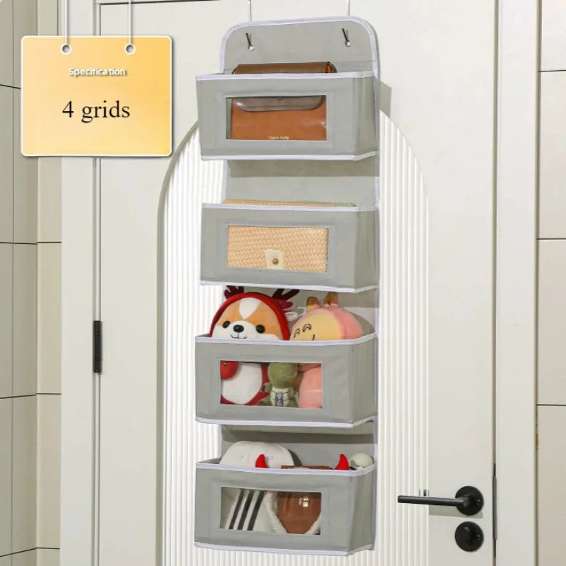 5/4/2-Shelf Hanging Storage Organizer - Behind Door, Anti-Tilt, 5 Large Capacity Pockets, Suitable for Bedroom, Bathroom Zpaxo 4 grids grey