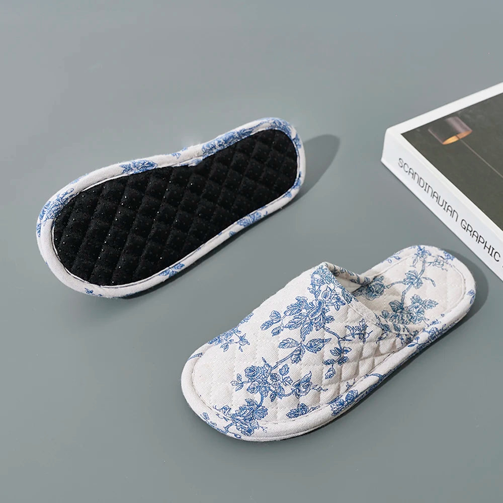 Home Indoor Slippers Soft Bottom Antislip Women Fashion Cotton Floral