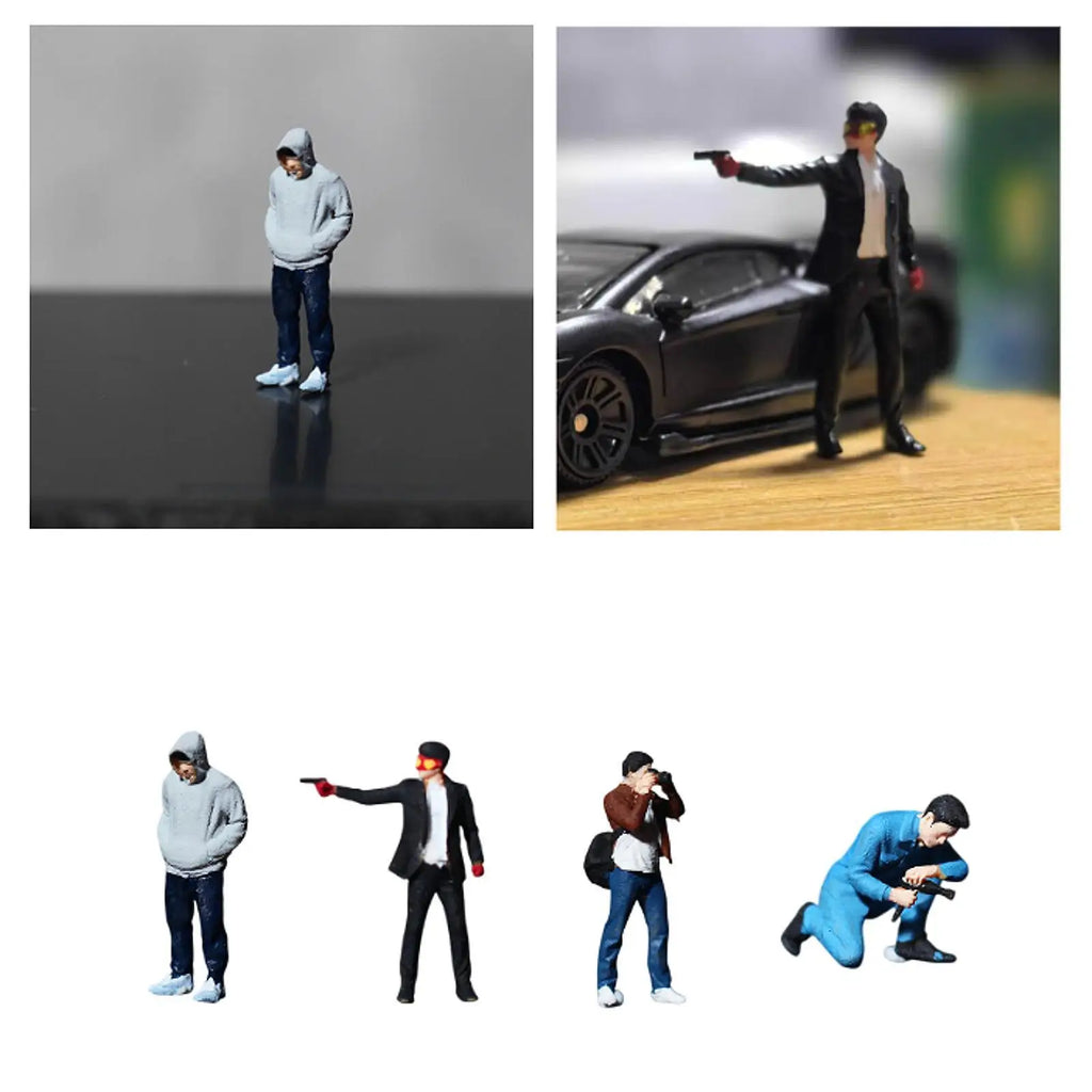 1/64 Scale Hand Painted Miniature People Figurines for Diorama Miniature Figurines Zpaxo