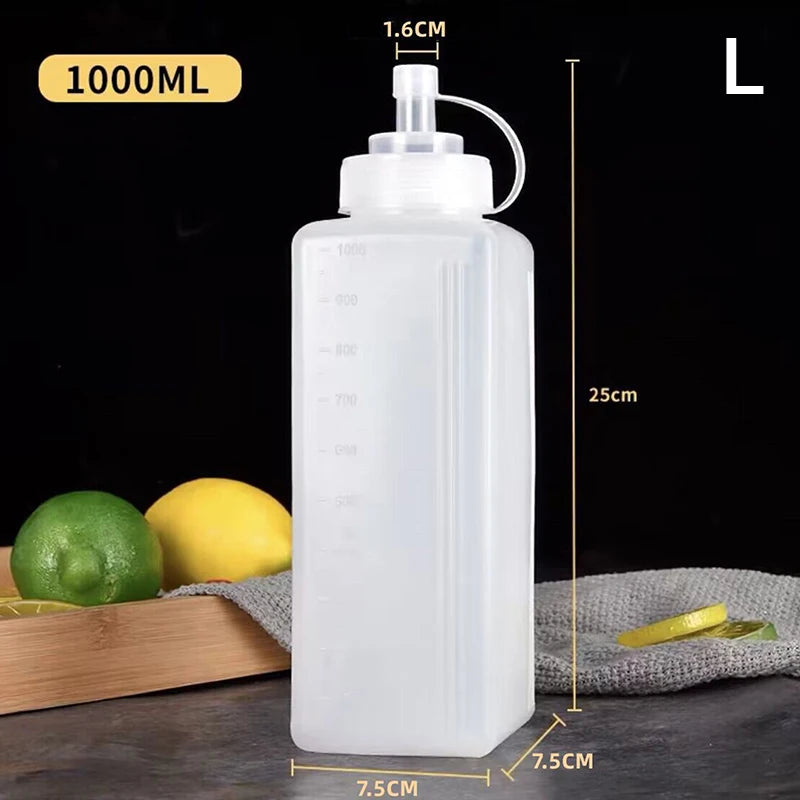 600/800/1000ML Kitchen Seasoning Salad Sauce Olive Oil Bottle Squeeze Sauce Bottles Condiment Dispenser Large Mouth Dustproof Zpaxo L1000ml