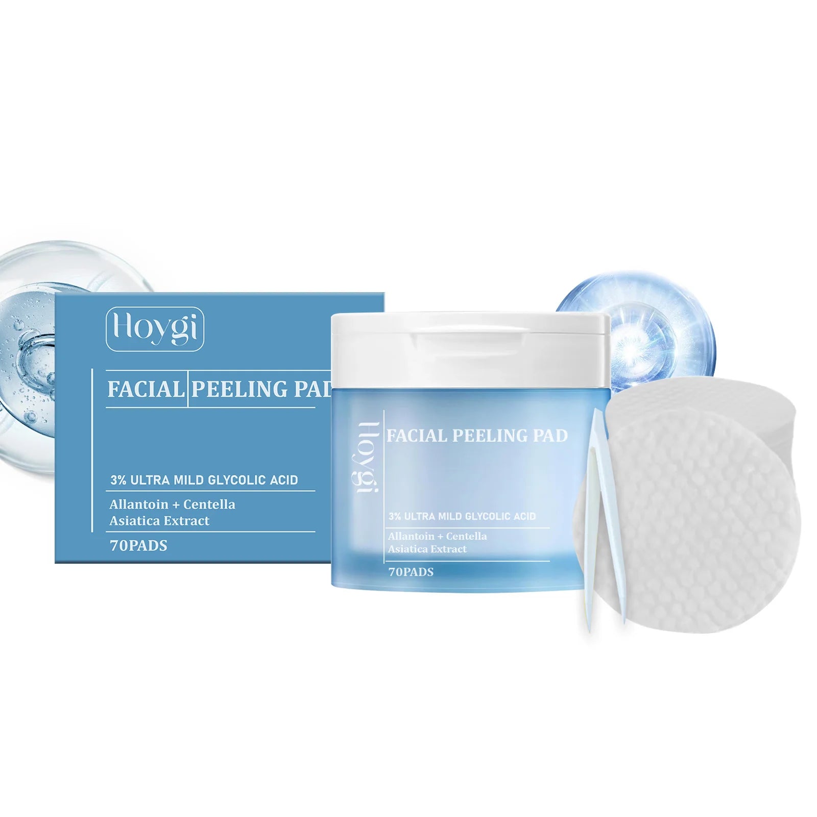 Hoygi Salicylic Acid Exfoliating Pads for Face 70pcs Gentle Skin Brightening Toner Wipes with Glycolic Acid for Smooth Texture Zpaxo 1BOX(70PCS)