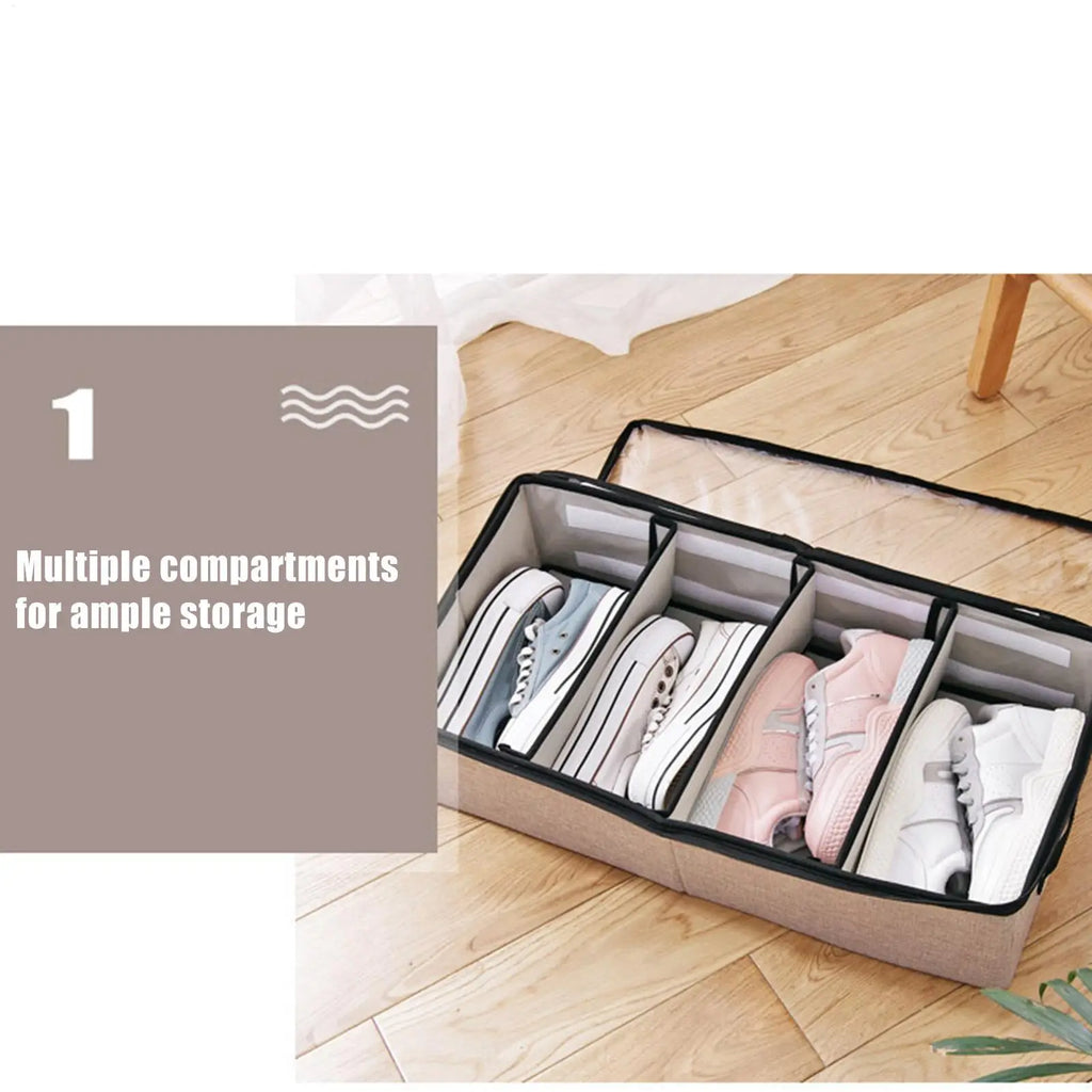 Under Bed Storage Foldable Clear Lid Handles Bins Closet Bedroom