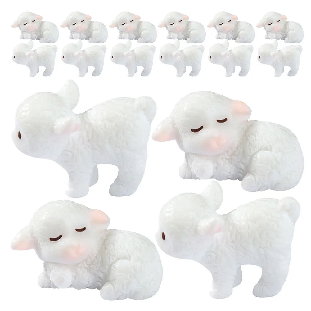 Tiny Resin Lamb Figurines Creative Home Office Decor Small Space