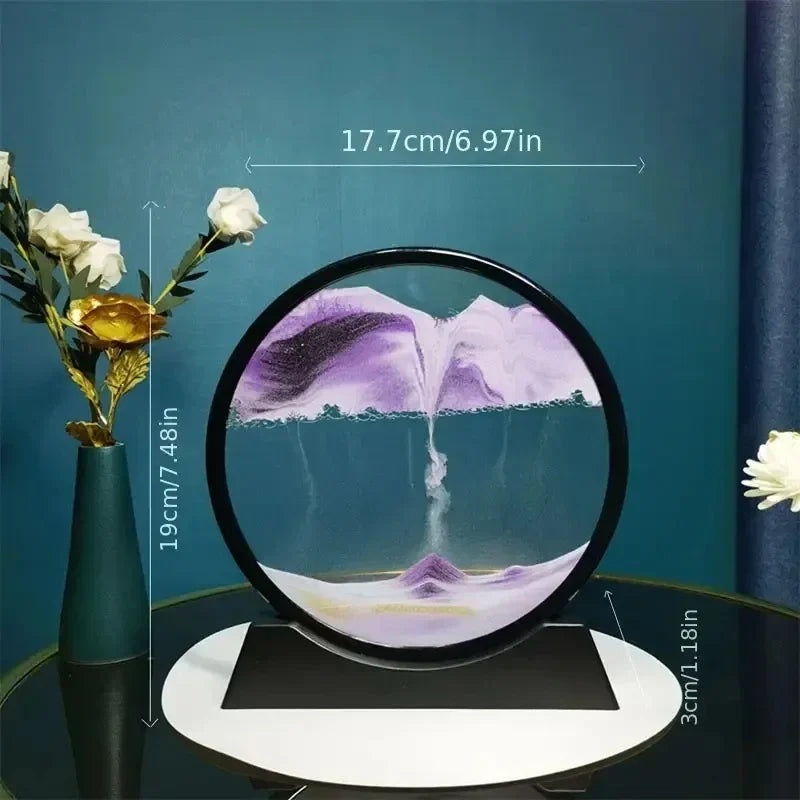 3D Hourglass Quicksand Round Glass Deep Sea Sandscape Moving Sand Art