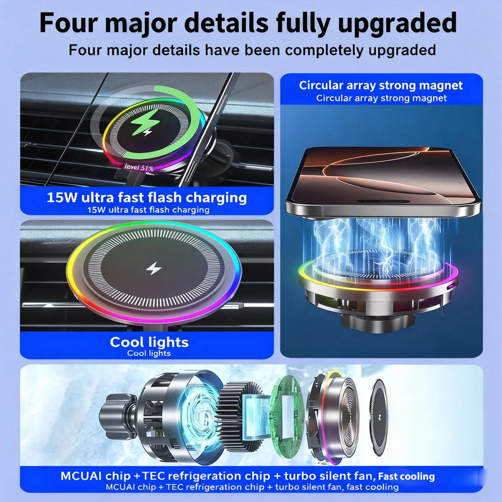 UYUXIO Magnetic Wireless Car Charger TEC Refrigeration Function 15W