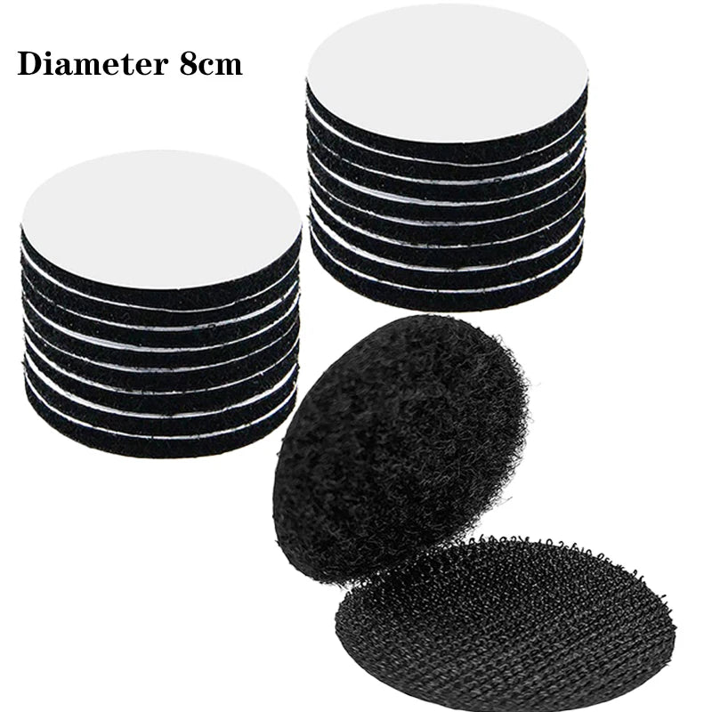 6cm Round Black Self Adhesive Hook and Loop Dots Waterproof Sticky Glue Coins Tape Loop Fastener For Home Classroom Office Zpaxo