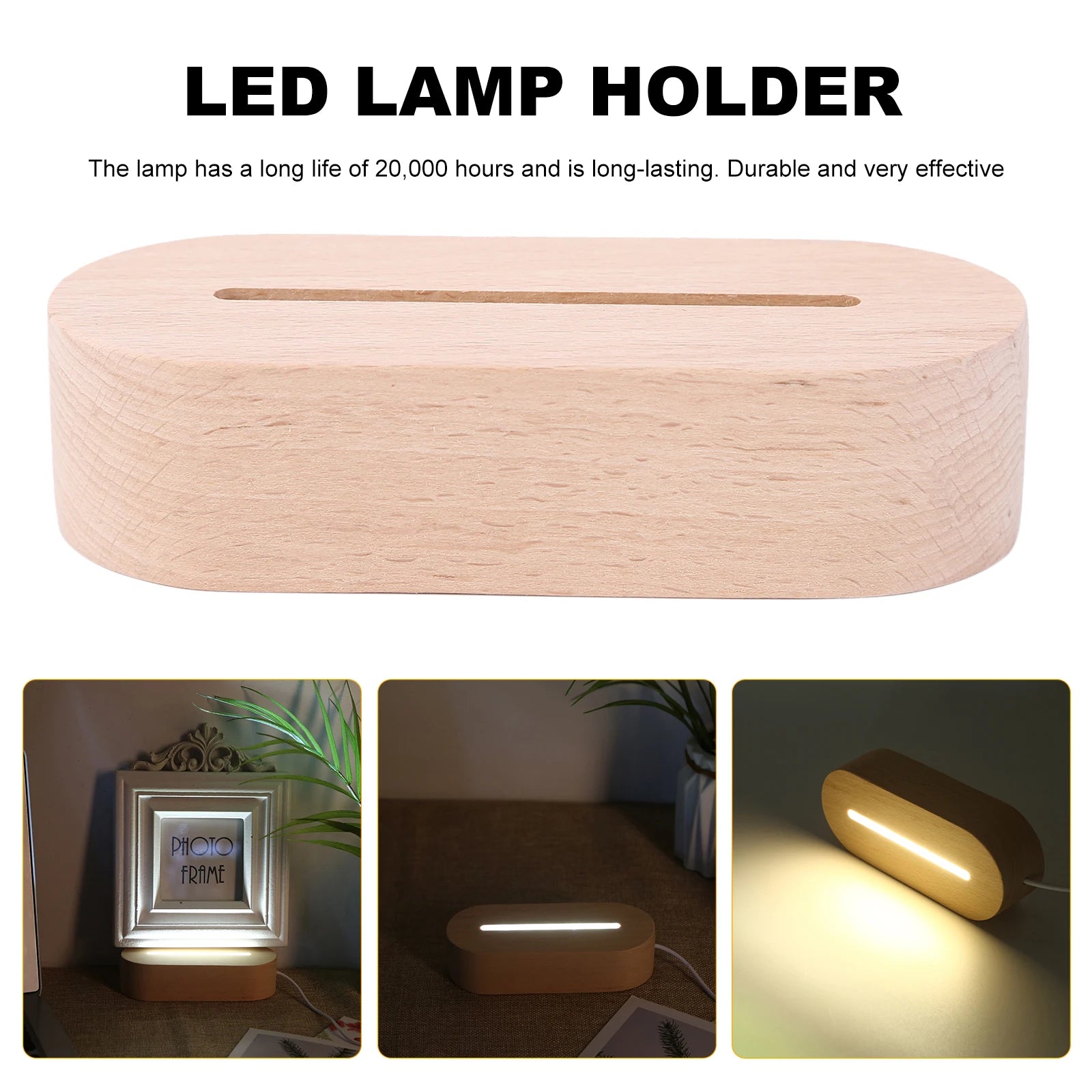 1- Oval Wooden LED Light Display Luminous Base Resin Letter Lamp