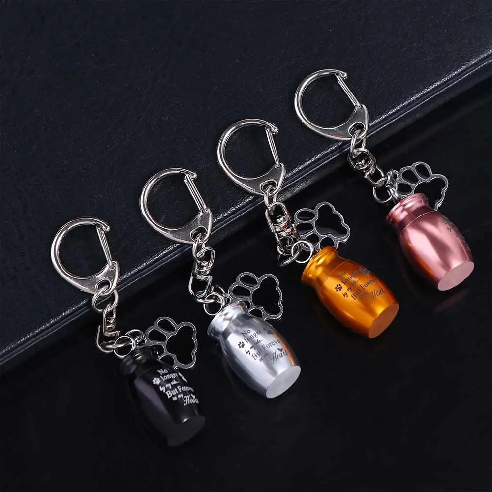 Paw Print Pet Urns Keychain Stainless Steel Dog Cat Ashes Keepsake Zpaxo