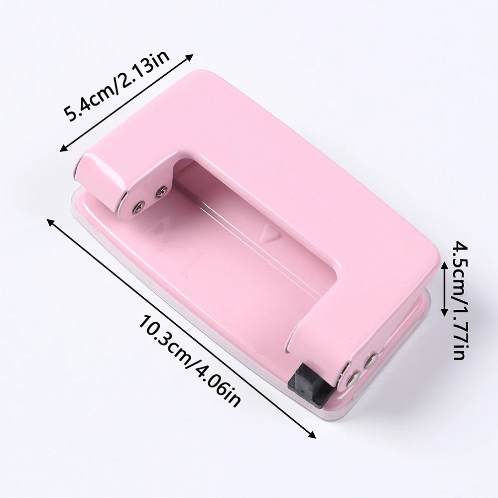 Hole Paper Punch Tool 2-Hole Metal Pink HolePuncher for Office Students Home Supplies Zpaxo Pink