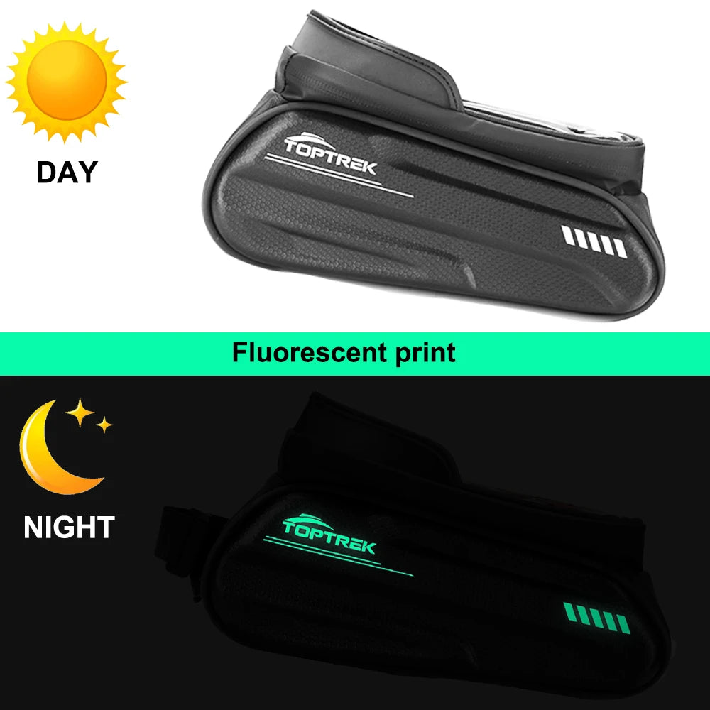 Bike Phone Touch Screen Bag 6.6in Bicycle Reflective Top Tube Bag Shell Water Repellent Front Frame Bag for Road Mountain Cyclin Zpaxo
